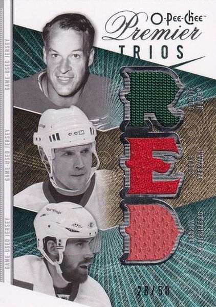 jersey karta HOWE/YZERMAN/ZETTERBERG 09-10 OPC Premier Trios /50